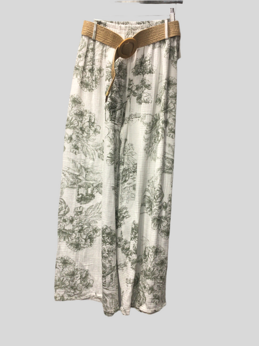 Italian Printed Wide Leg Pants