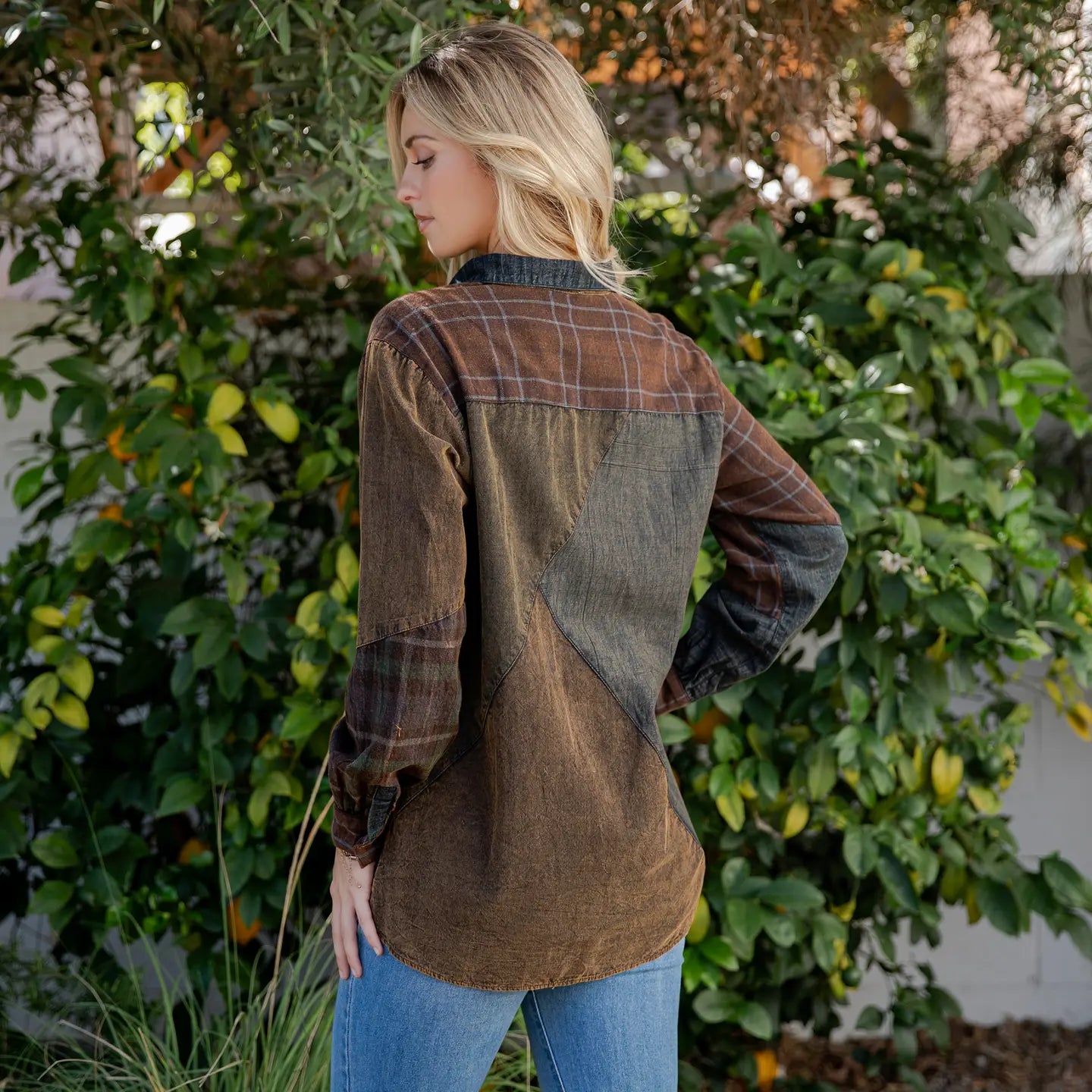 Vintage Patchwork Button-Down Shirt