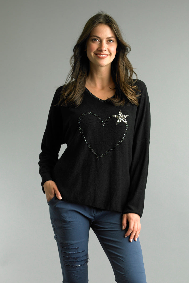 Long Sleeves Top With Heart & Star