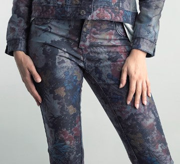 Blue Gray and Floral Reversible Jeans