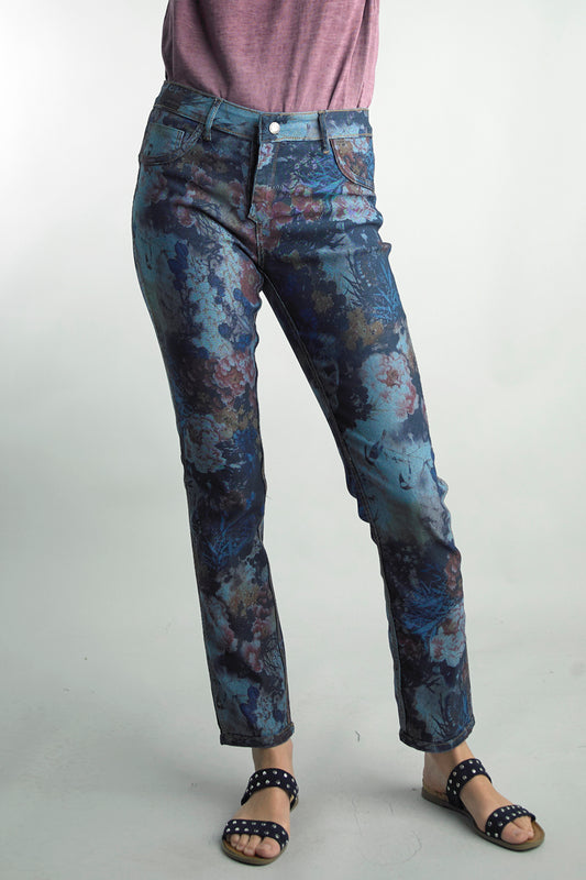 Floral Dark Denim Reversible Jeans