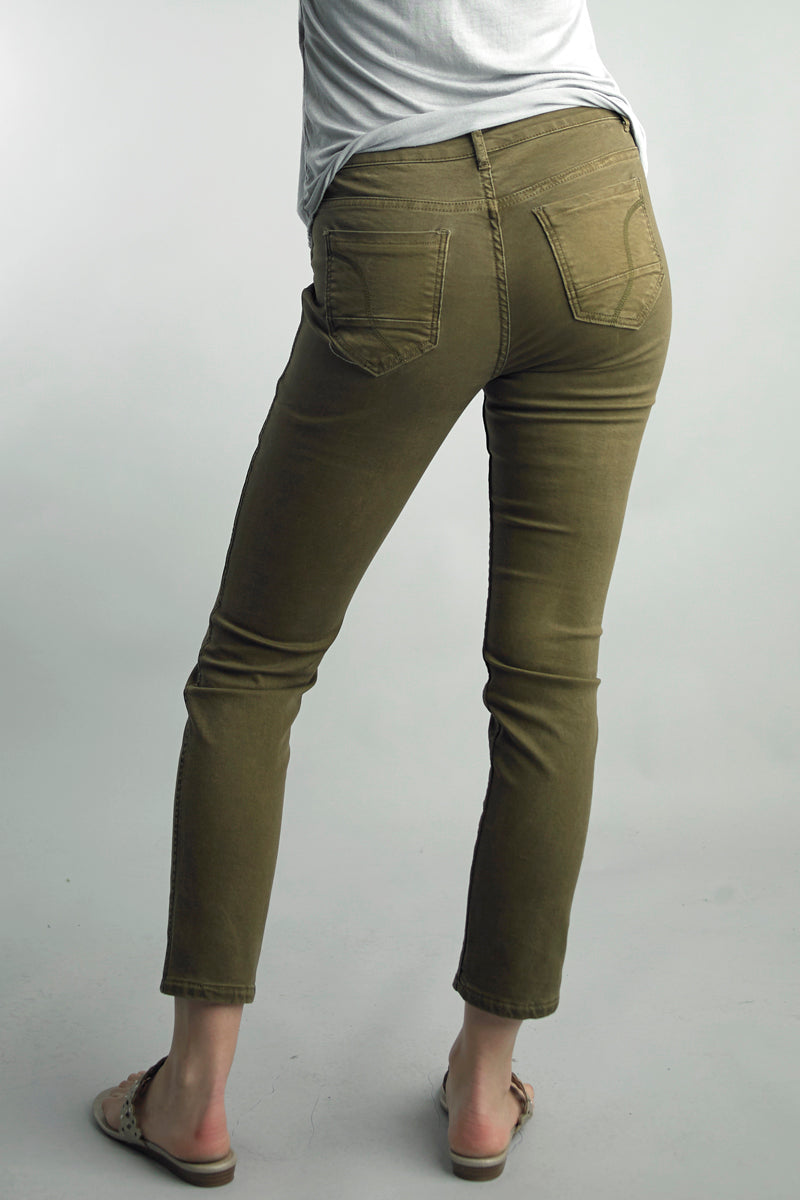 Floral and Solid Olive Reversible Jeans