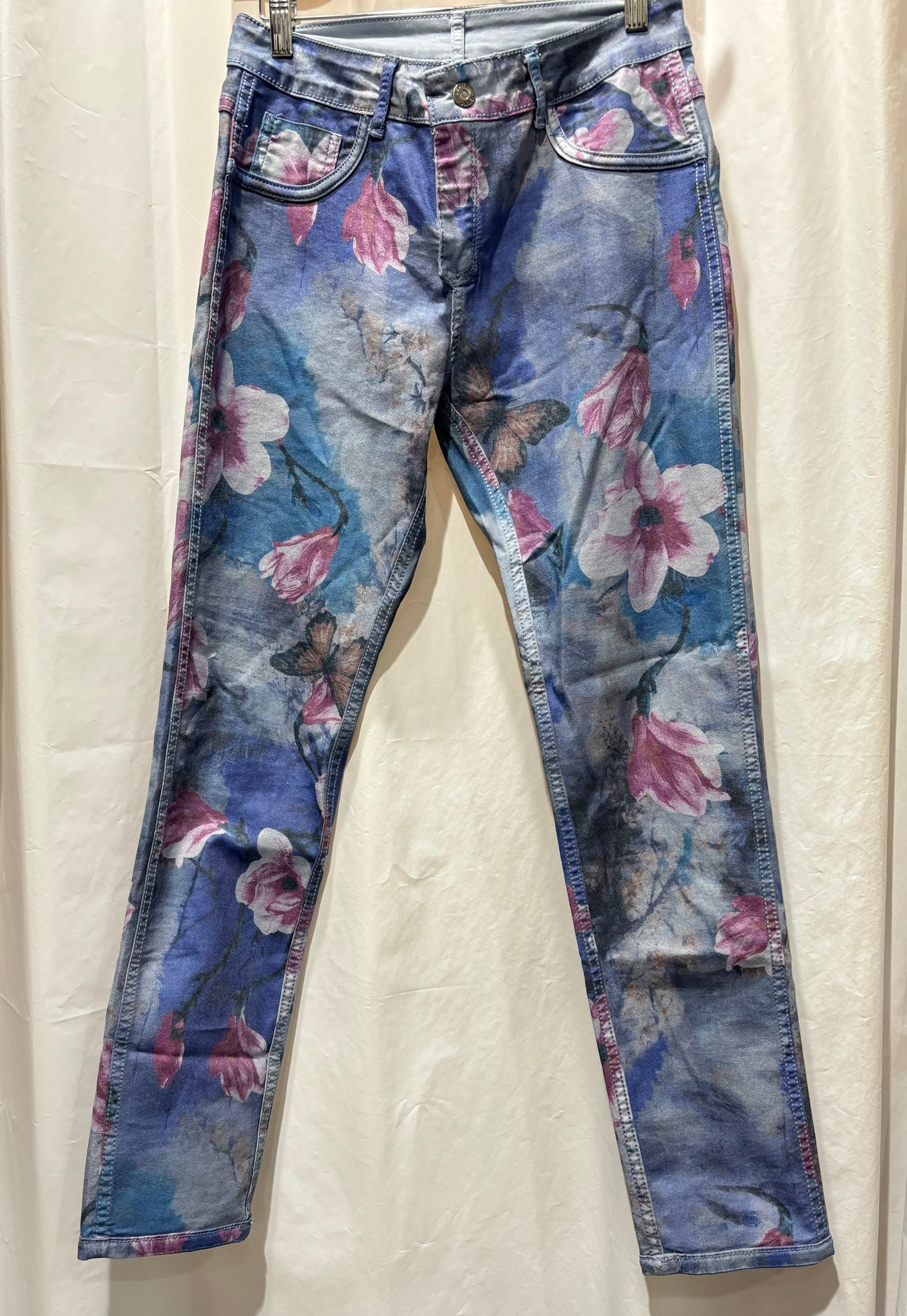 Sky Blue Purple and Floral Reversible Jeans