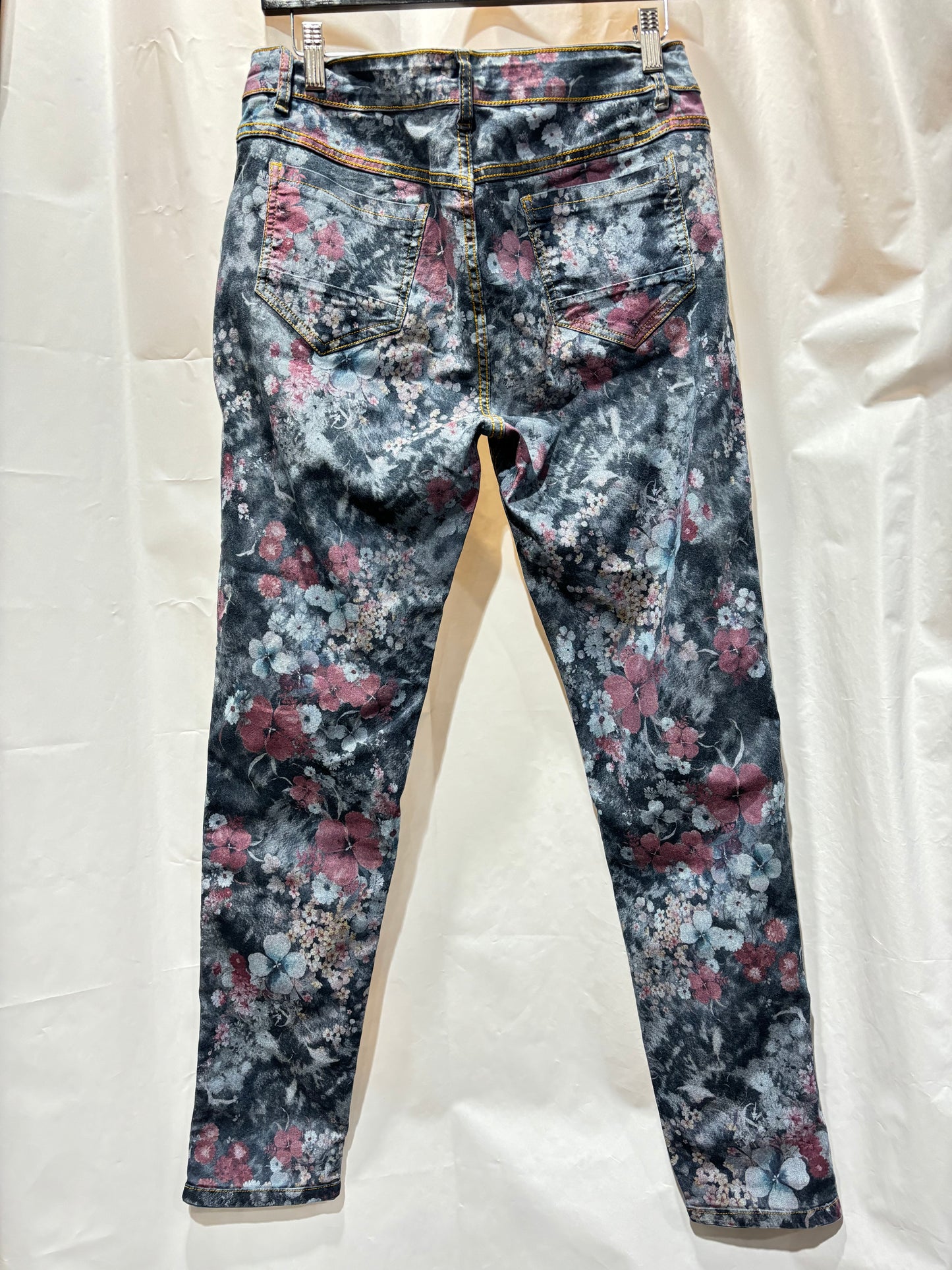 Denim Floral Design Reversible Jeans