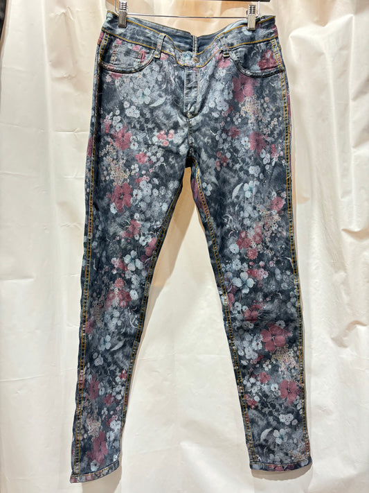 Denim Floral Design Reversible Jeans