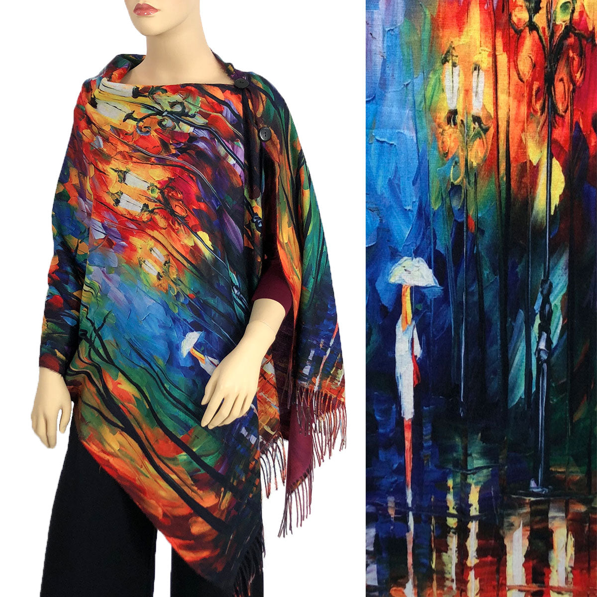 Art Design Soft Touch Button Scarves With Solid Color Back