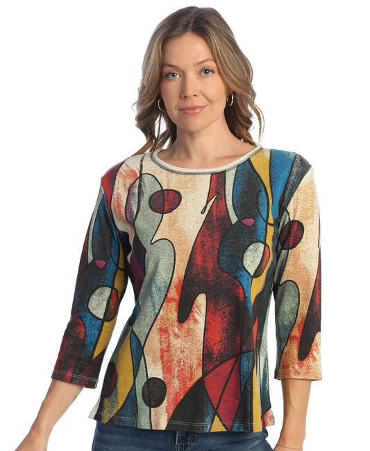 Cotton Top With Abstract And Colorful Design