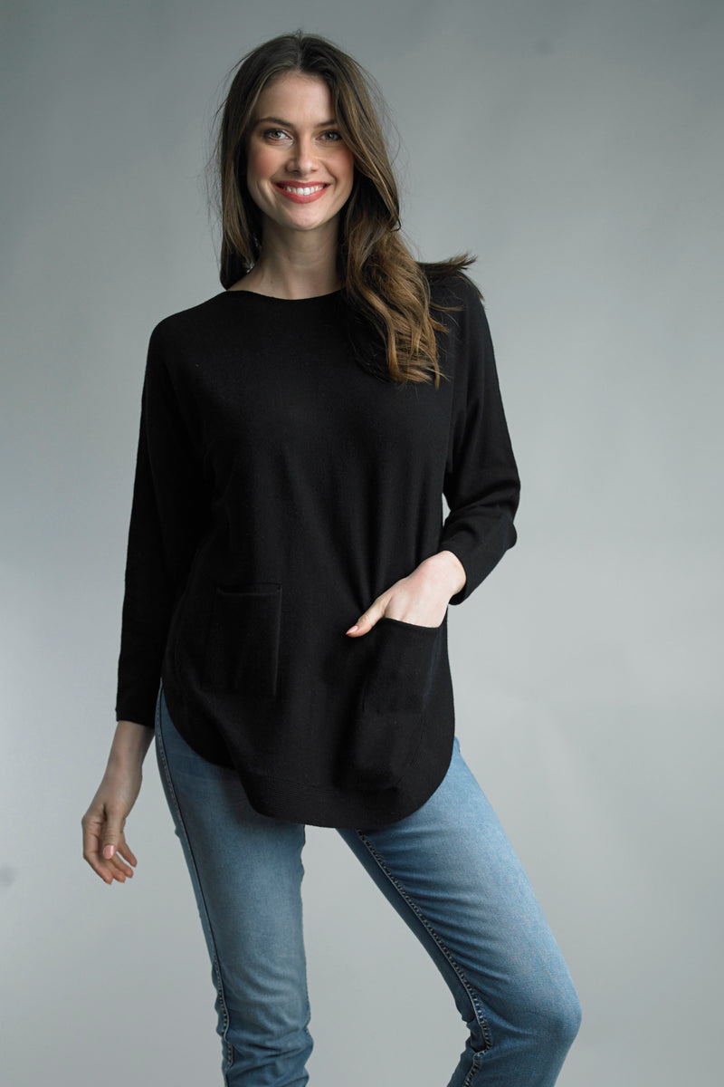 Soft Sweater with Back Button Detail