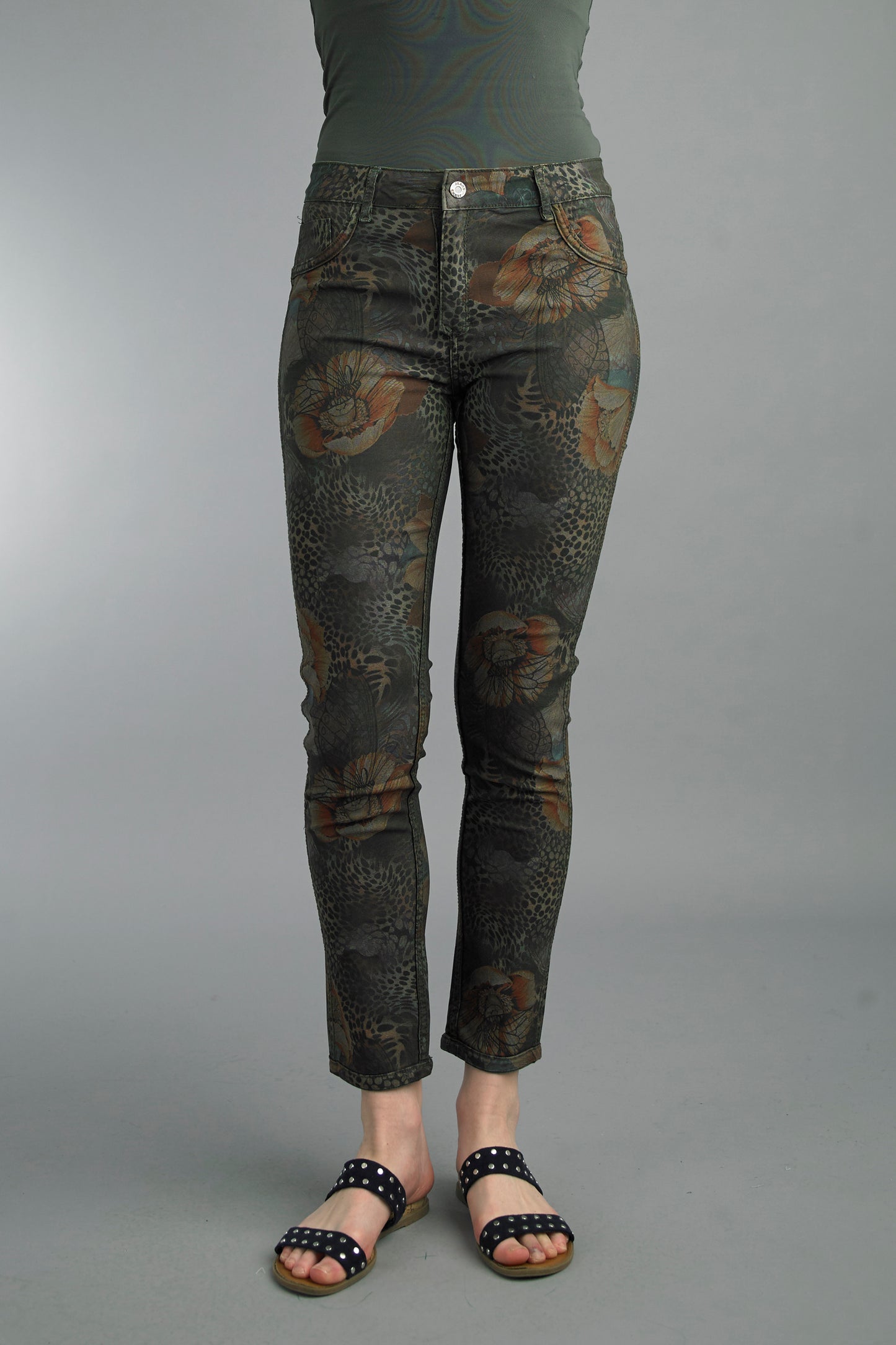 Butterfly Leopard Straight Leg Reversible Jeans