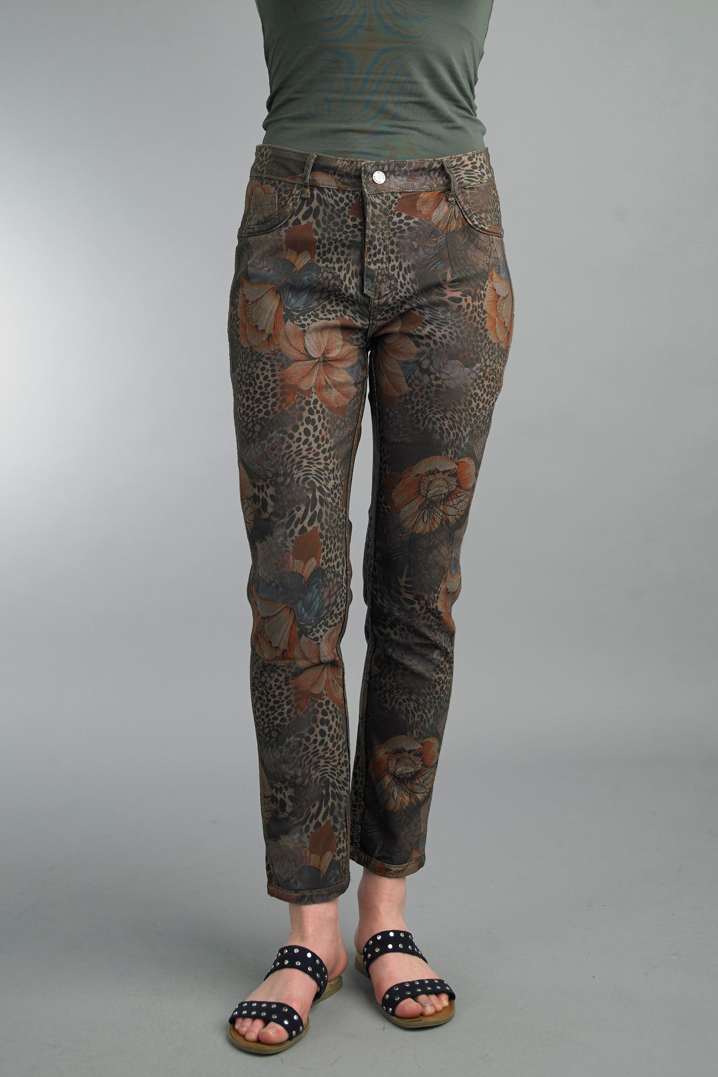 Butterfly Leopard Straight Leg Reversible Jeans