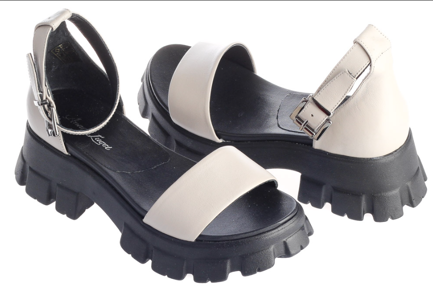 Ankle Pouch Leather Platform Sandals