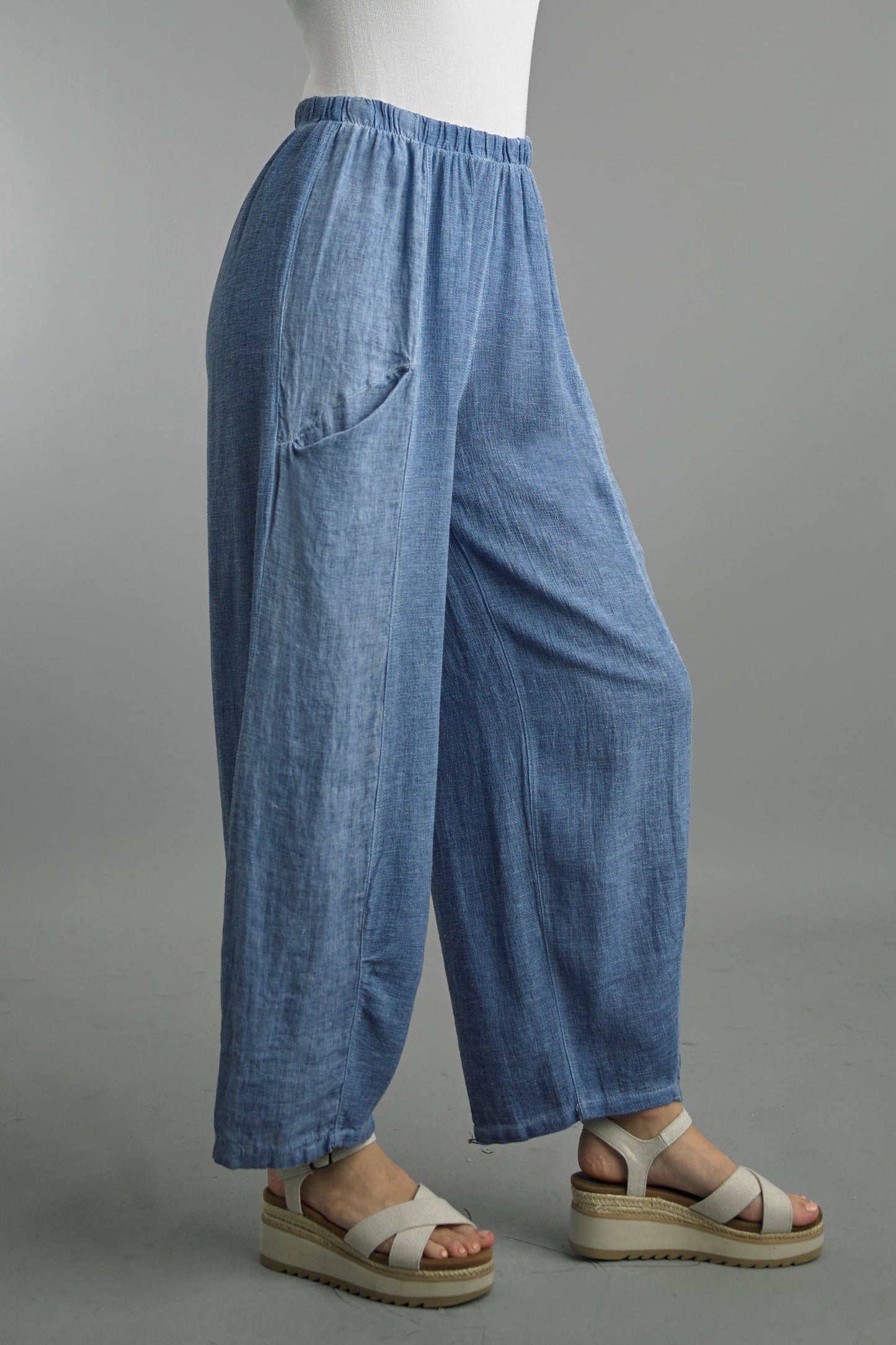 Italian Textured Denim Balloon Pants