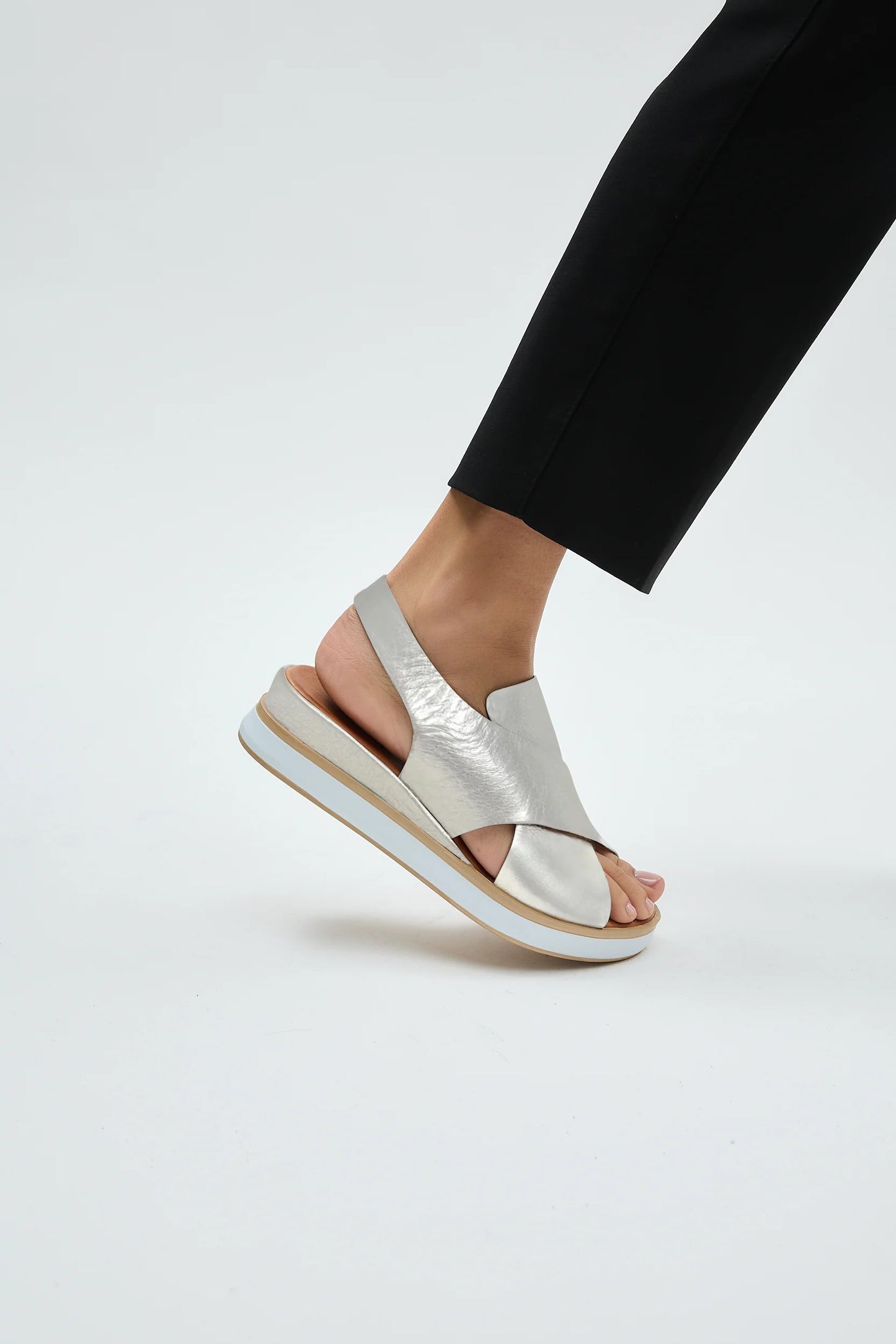Silver Leather Handcrafted Sandals