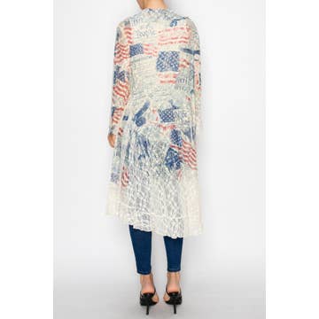 USA Freedom Lace Ruffle Open Duster