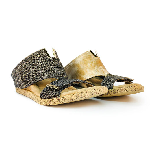Gold Trim Cut Out Reversible Sandals