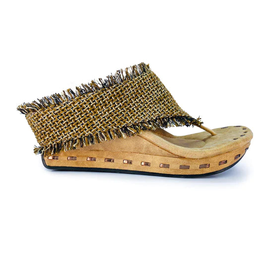 Reversible Sandals With Soft Frayed Edging