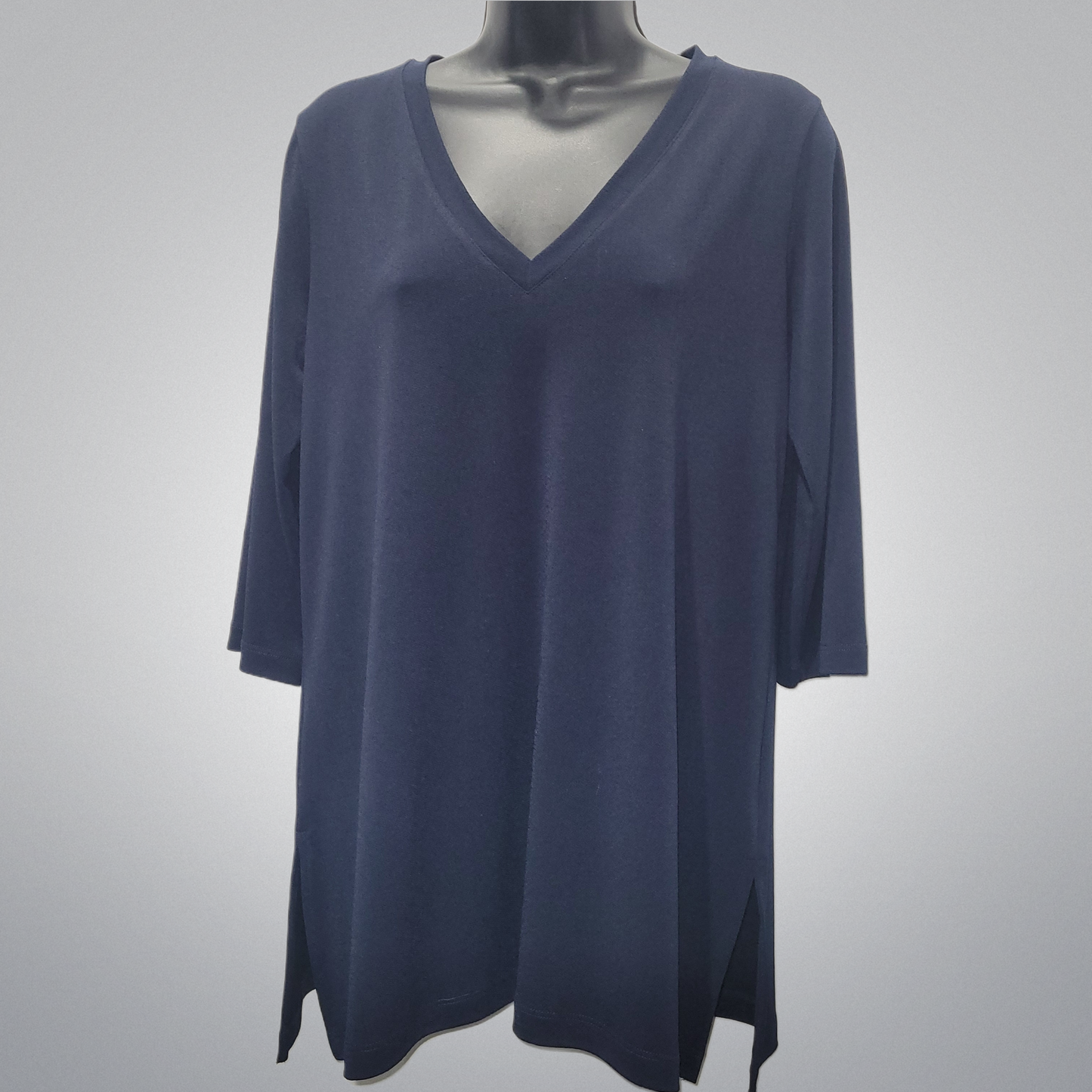 Lightweight Knit V-Neck Tunic Top