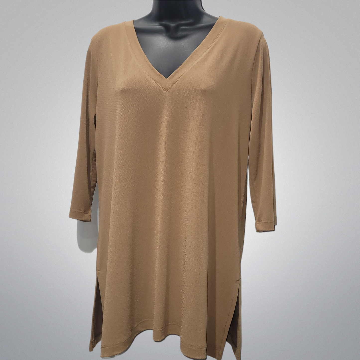 Lightweight Knit V-Neck Tunic Top