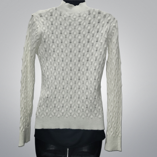 European High Neck White Sweater