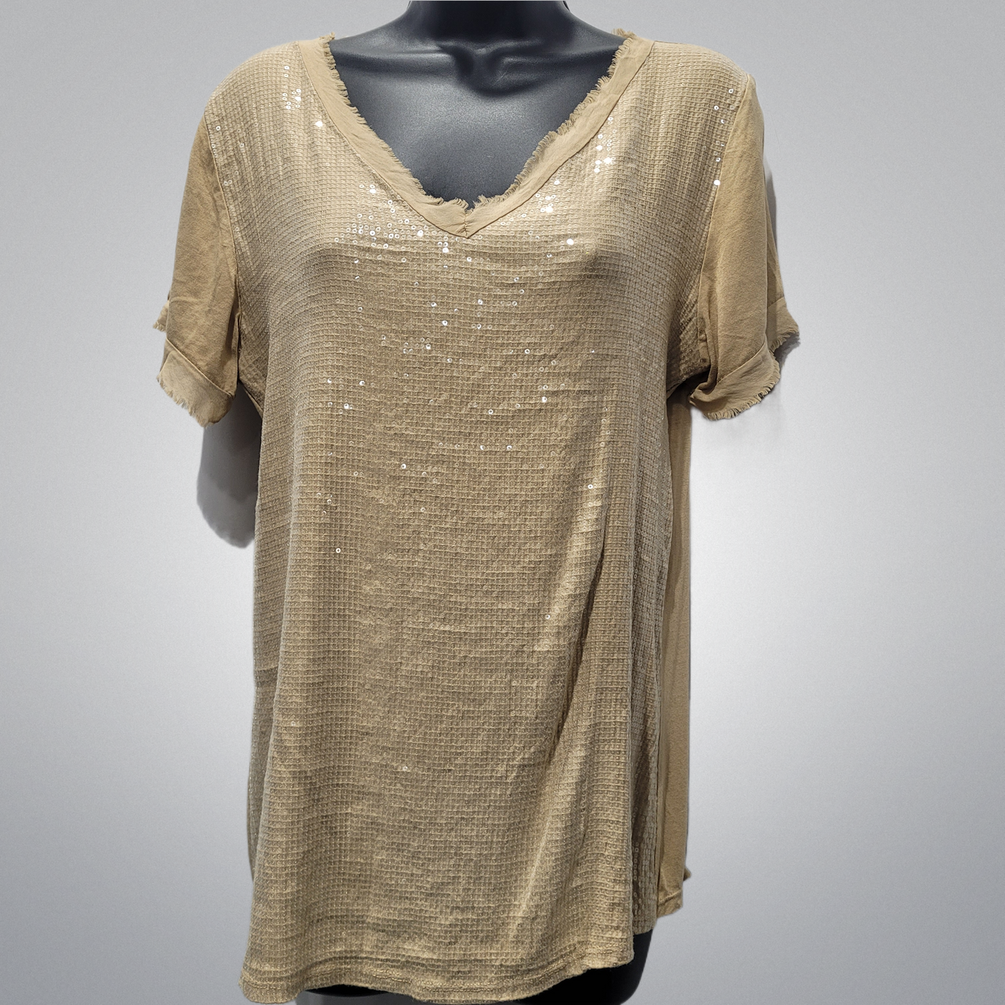 V-Neck Short Sleeve Italian Bling Top