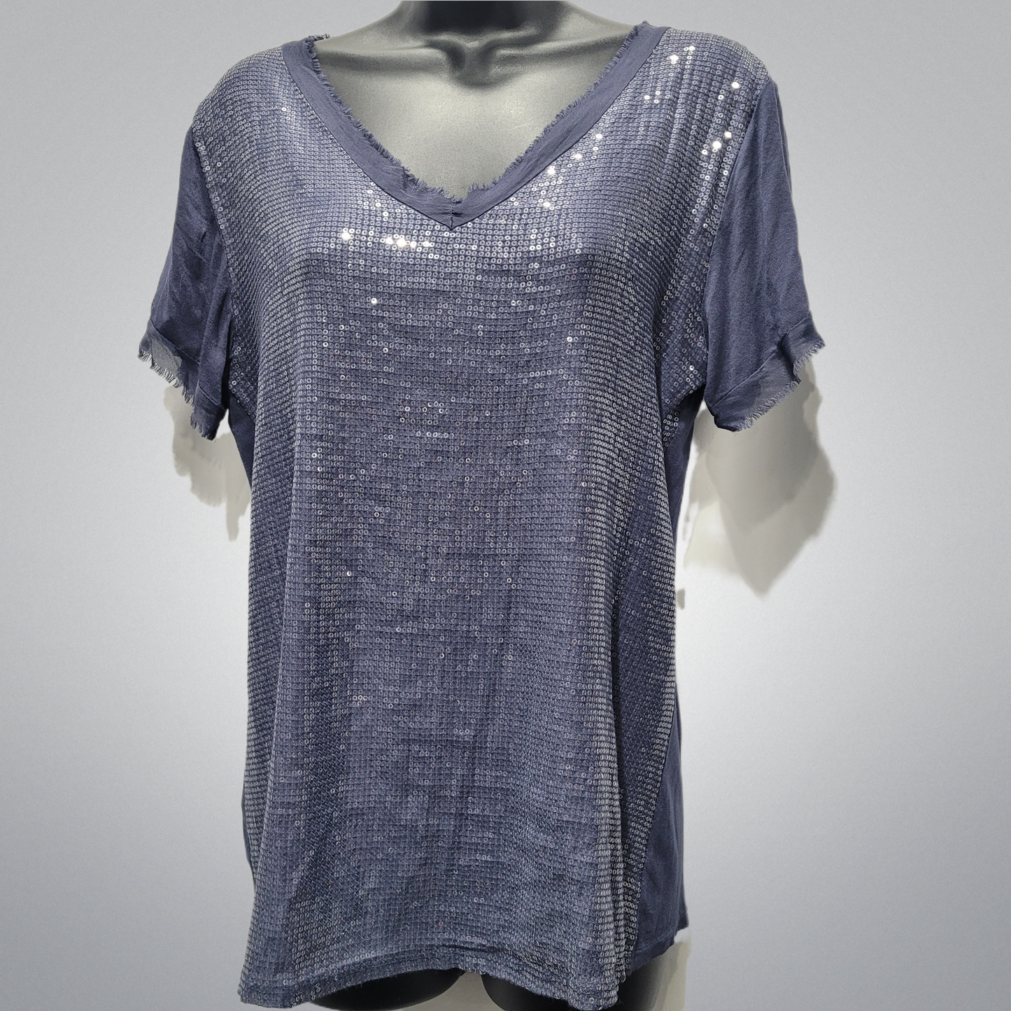 V-Neck Short Sleeve Italian Bling Top