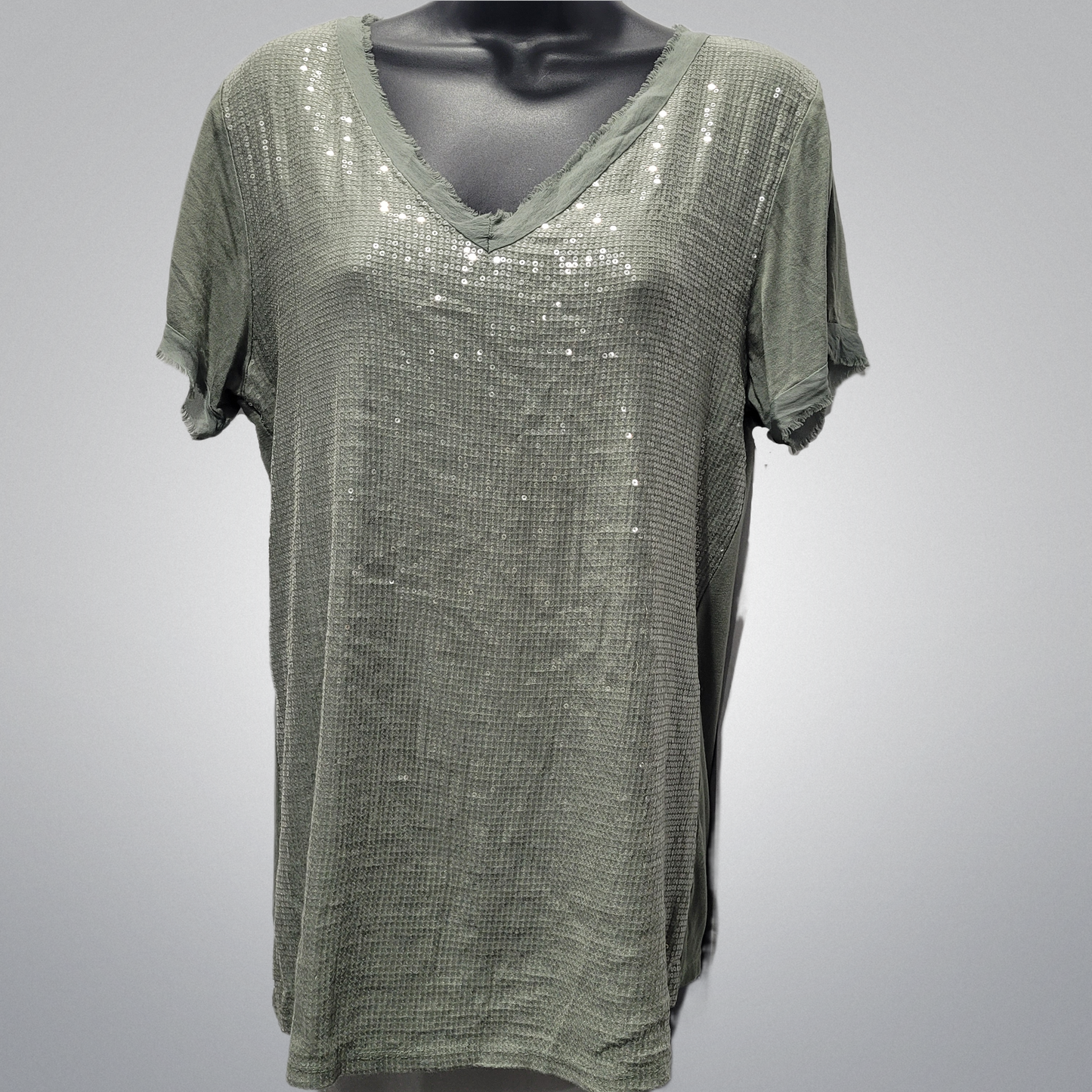 V-Neck Short Sleeve Italian Bling Top