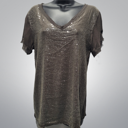 V-Neck Short Sleeve Italian Bling Top