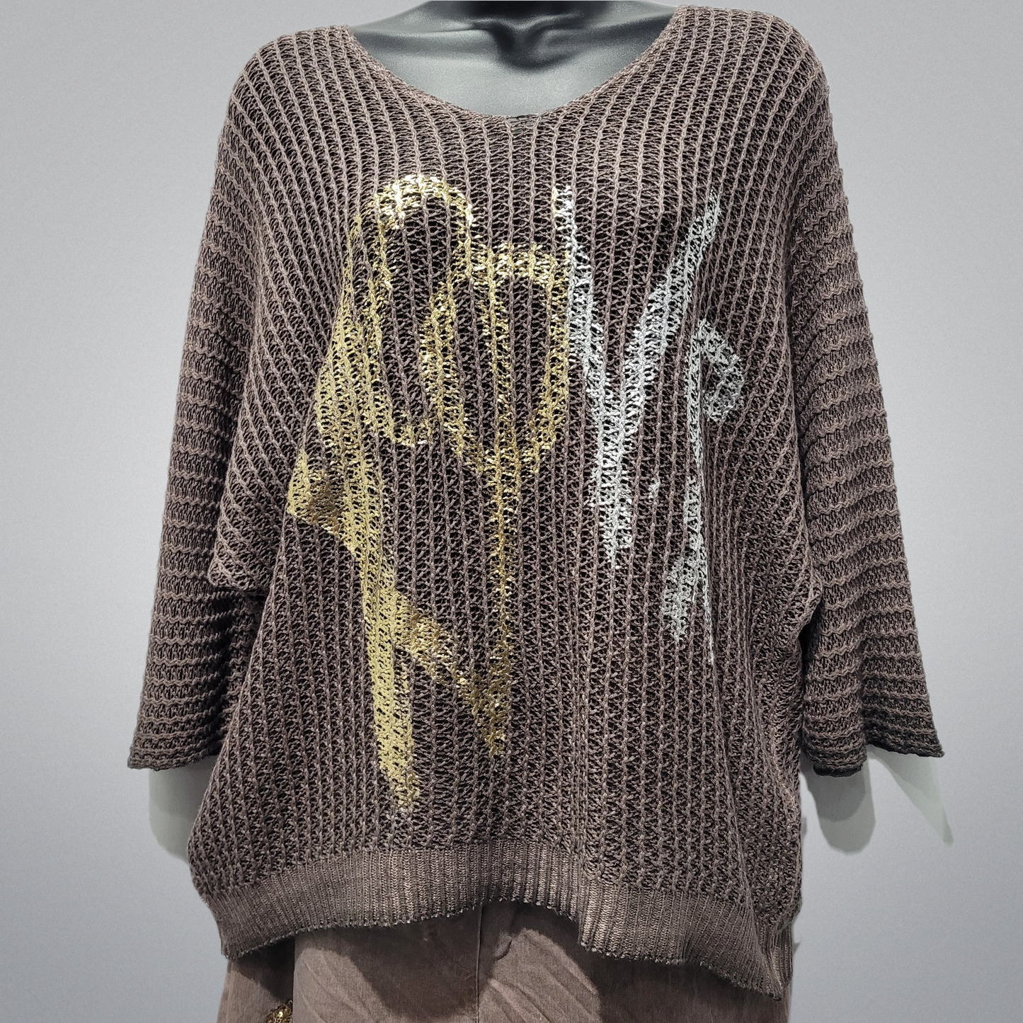 Italian Gold & Silver Lame "LOVE" Sweater Tops (in 5 colors)