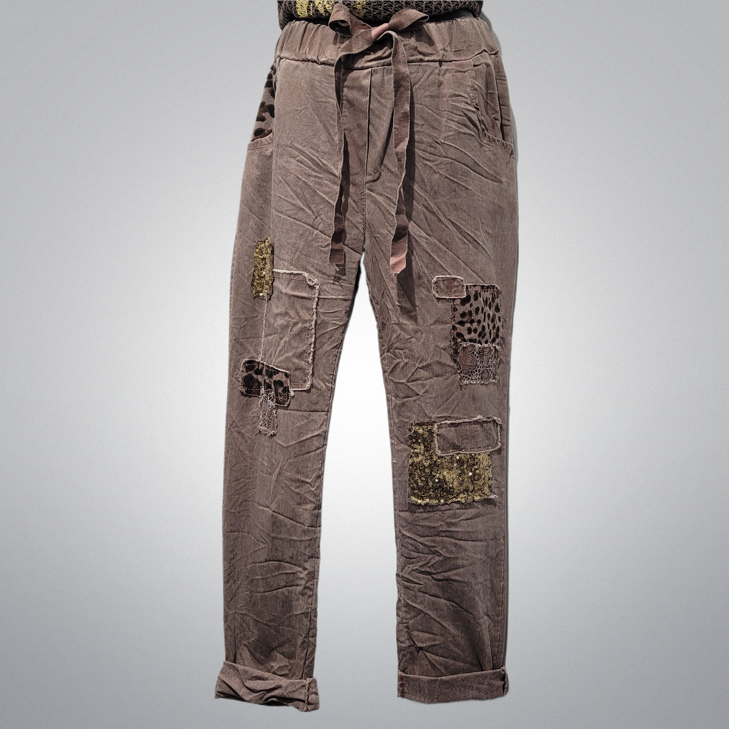 Italian Embellished Pants With Animal Print Details (in 4 colors)