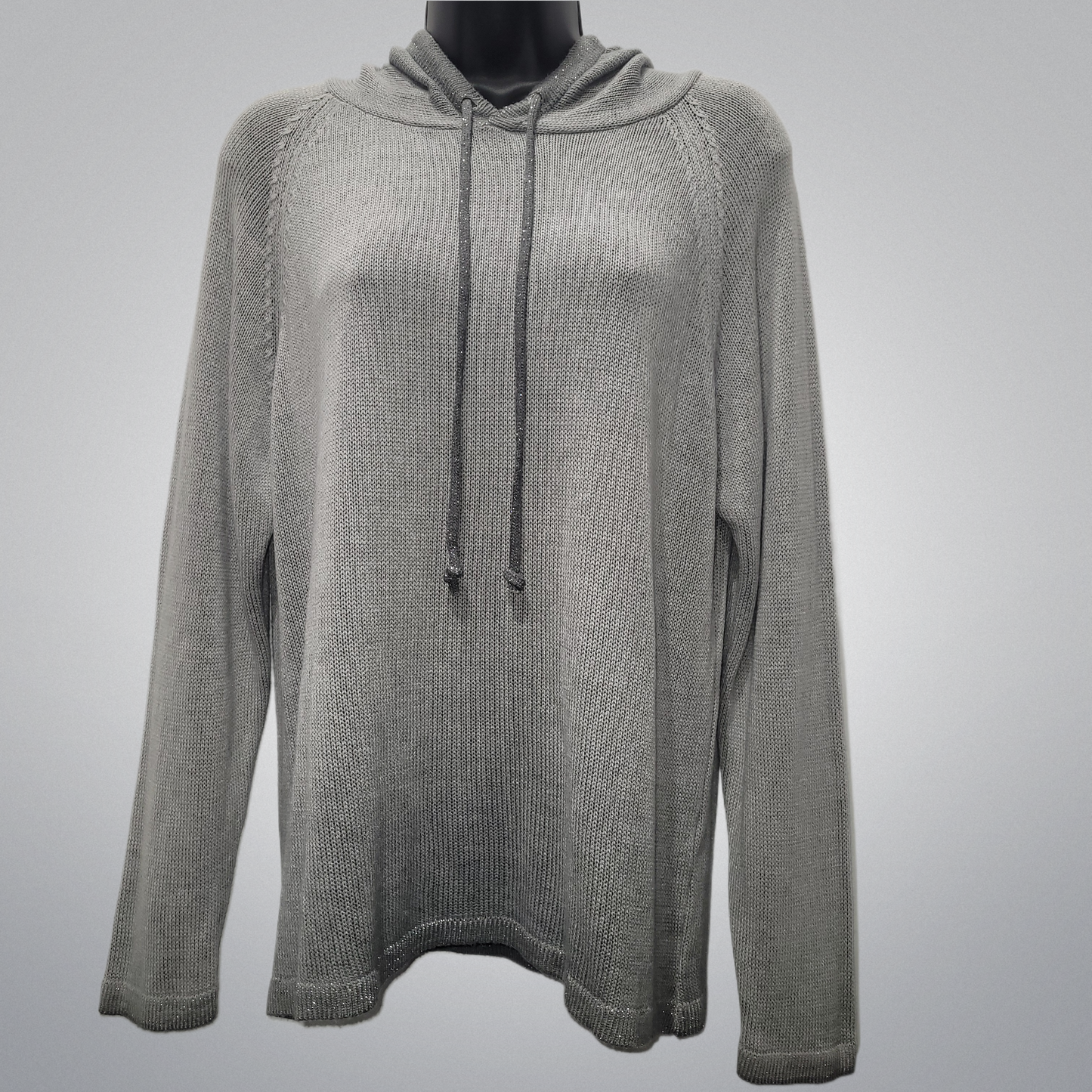Grey Hoodie Sweater With Laces