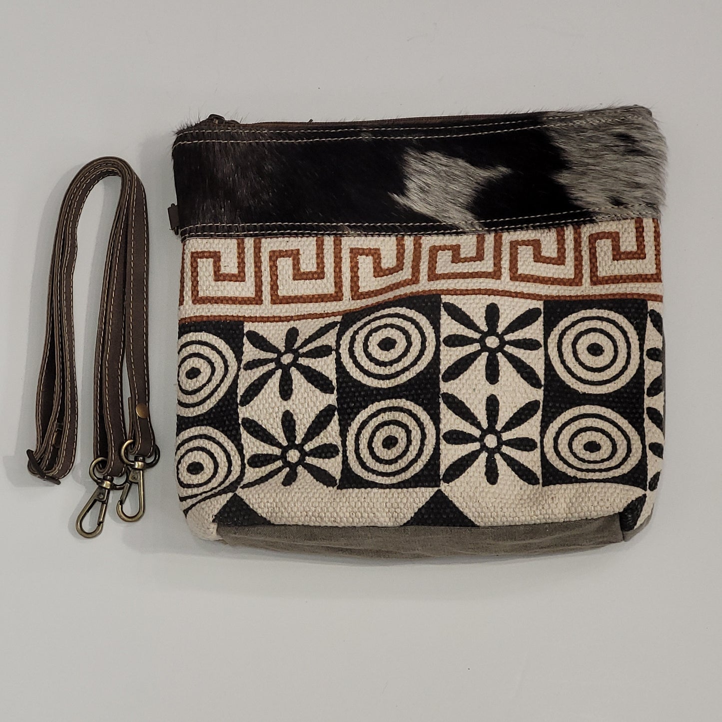 Tapestry Purses with Canvas and Cowhide