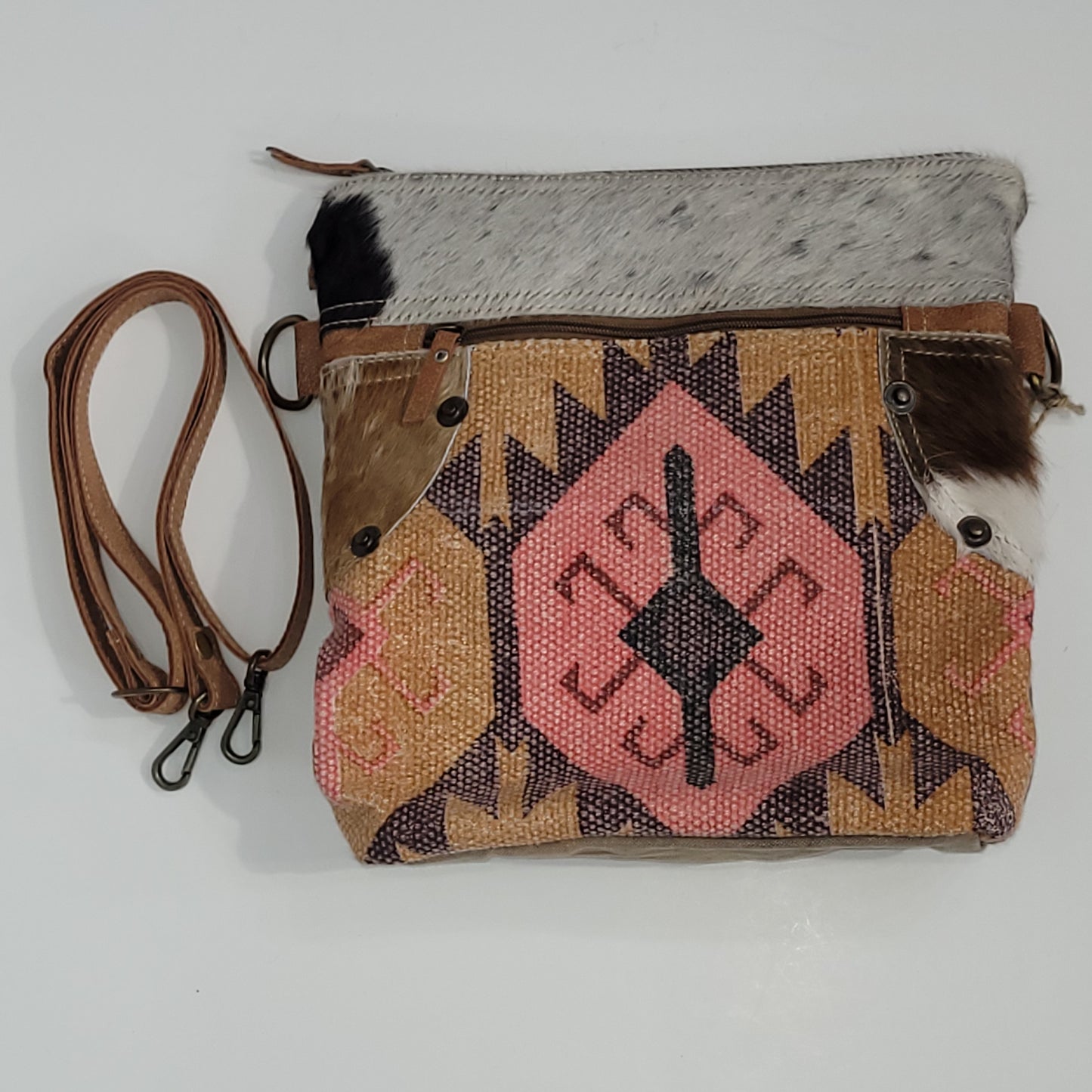 Tapestry Purses with Canvas and Cowhide