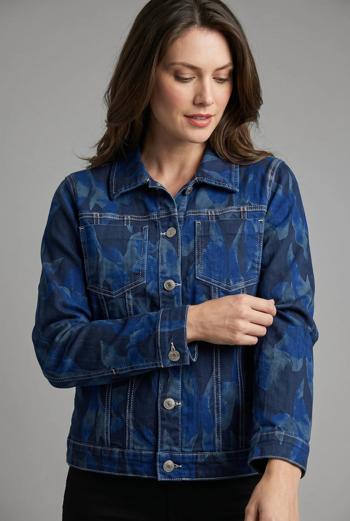 Midnight Blue Print On Black Reversible Jacket