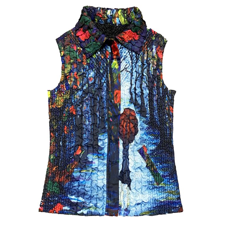 Black & Artistic Print Reversible Travel Vest