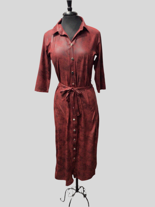 Button Down Waist Sash Dress