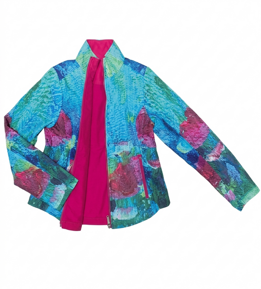 Hot Pink & Colorful Artist Print Reversible Quilted Jacket