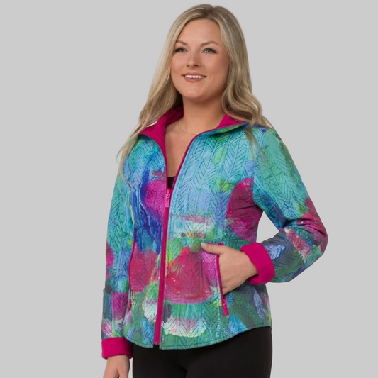 Hot Pink & Colorful Artist Print Reversible Quilted Jacket