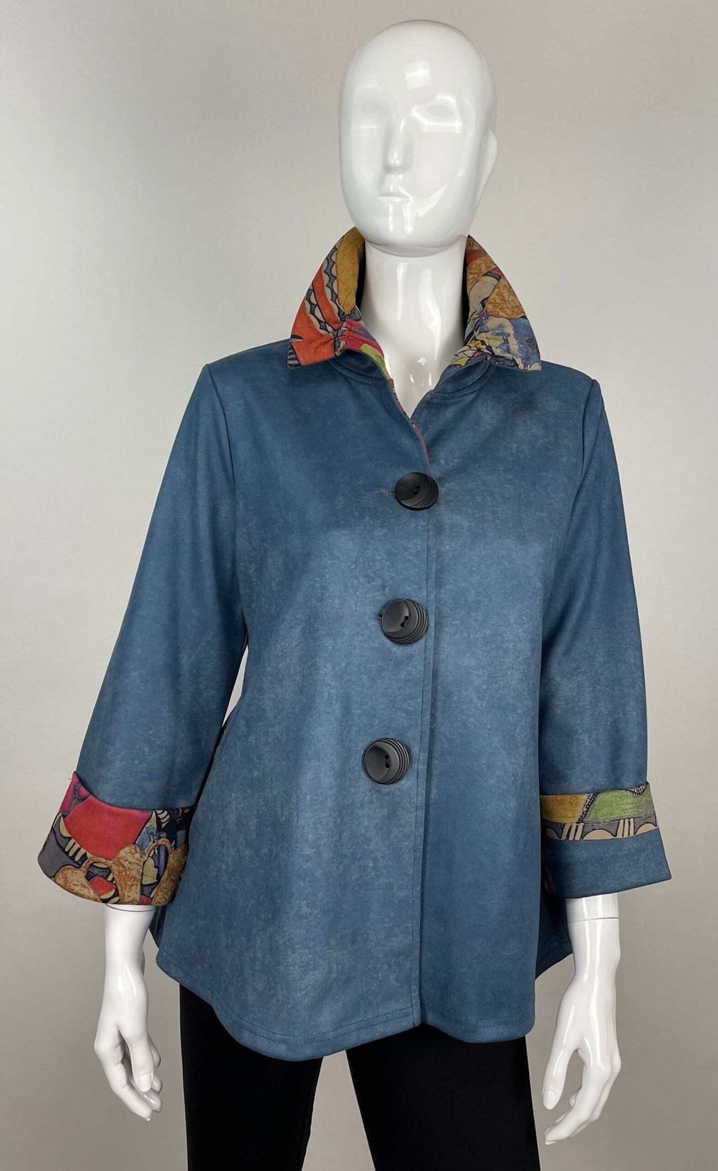 Blue Jacket With Patterned Details