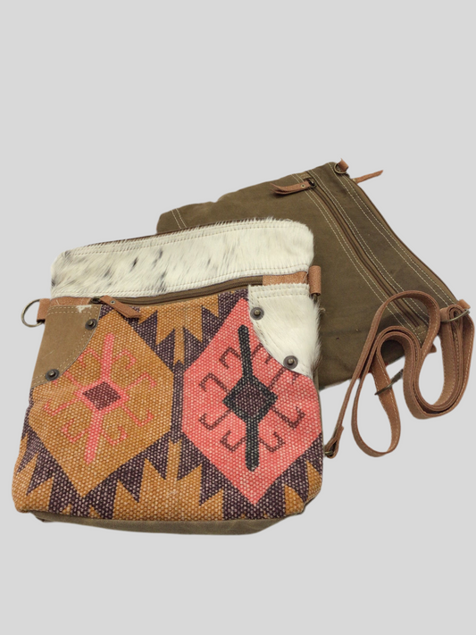 Tapestry Cowhide Messenger Bag