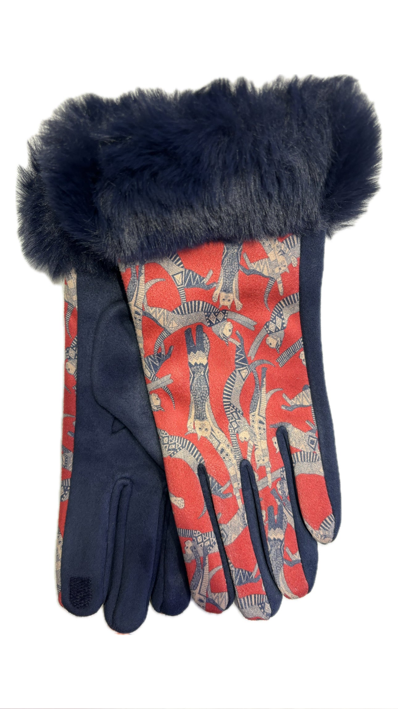 Faux Fur Cuff Touch Screen Gloves