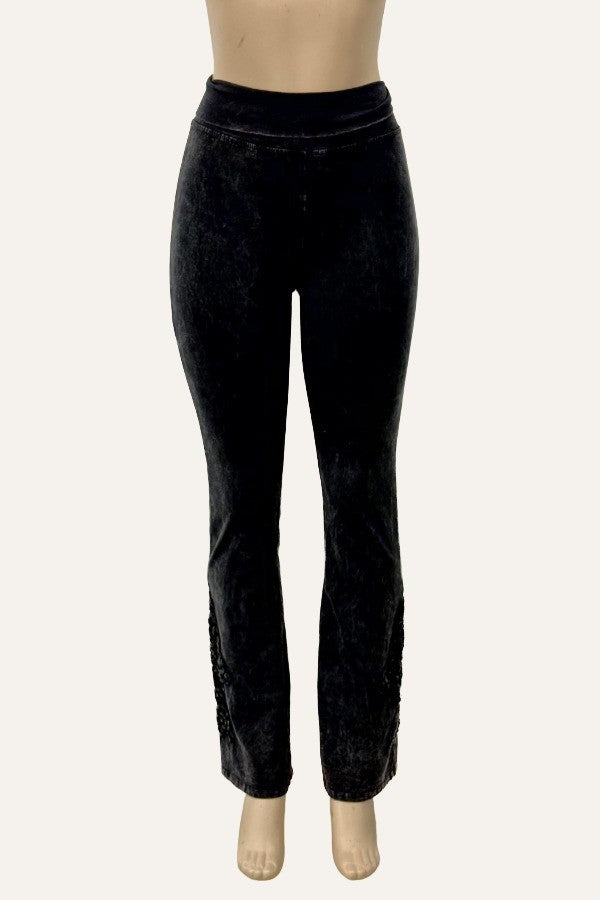 Appliqued Mineral Washed Boot-Cut Yoga Pants