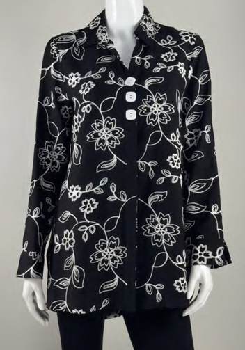 Back Button Embroidered Tunic Shirt