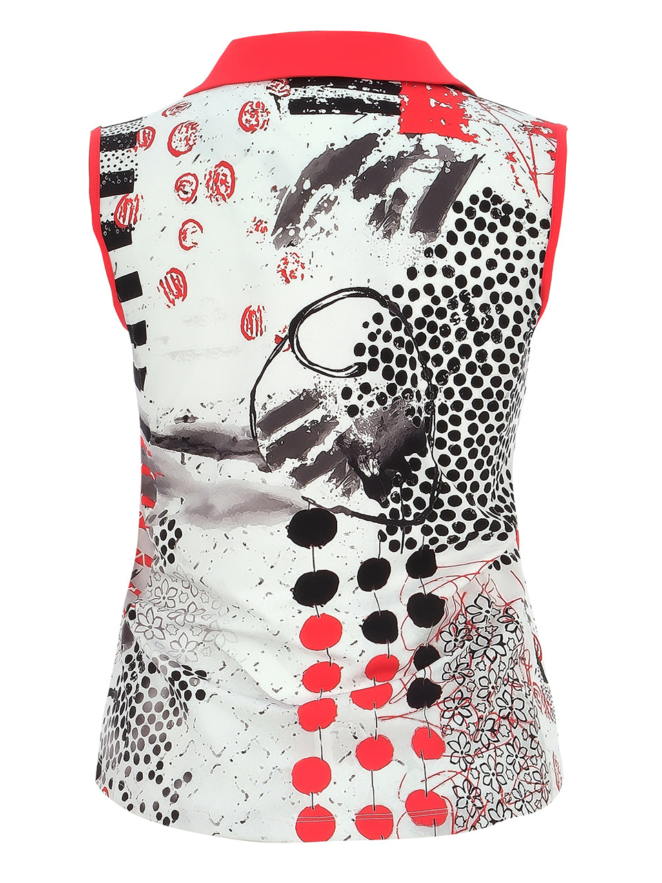 Collage Print Back Sleeveless Polo - Sportswear (Golf/Tennis/Pickleball)