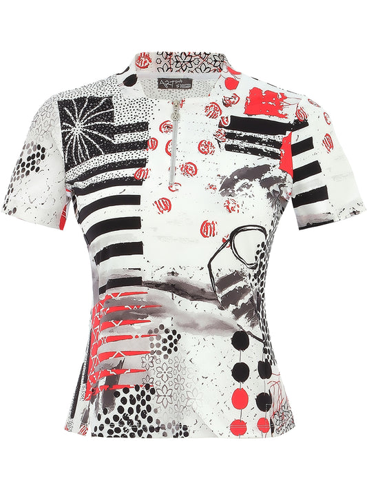 Collage Print Zip Polo - Sportswear (Golf/Tennis/Pickleball)