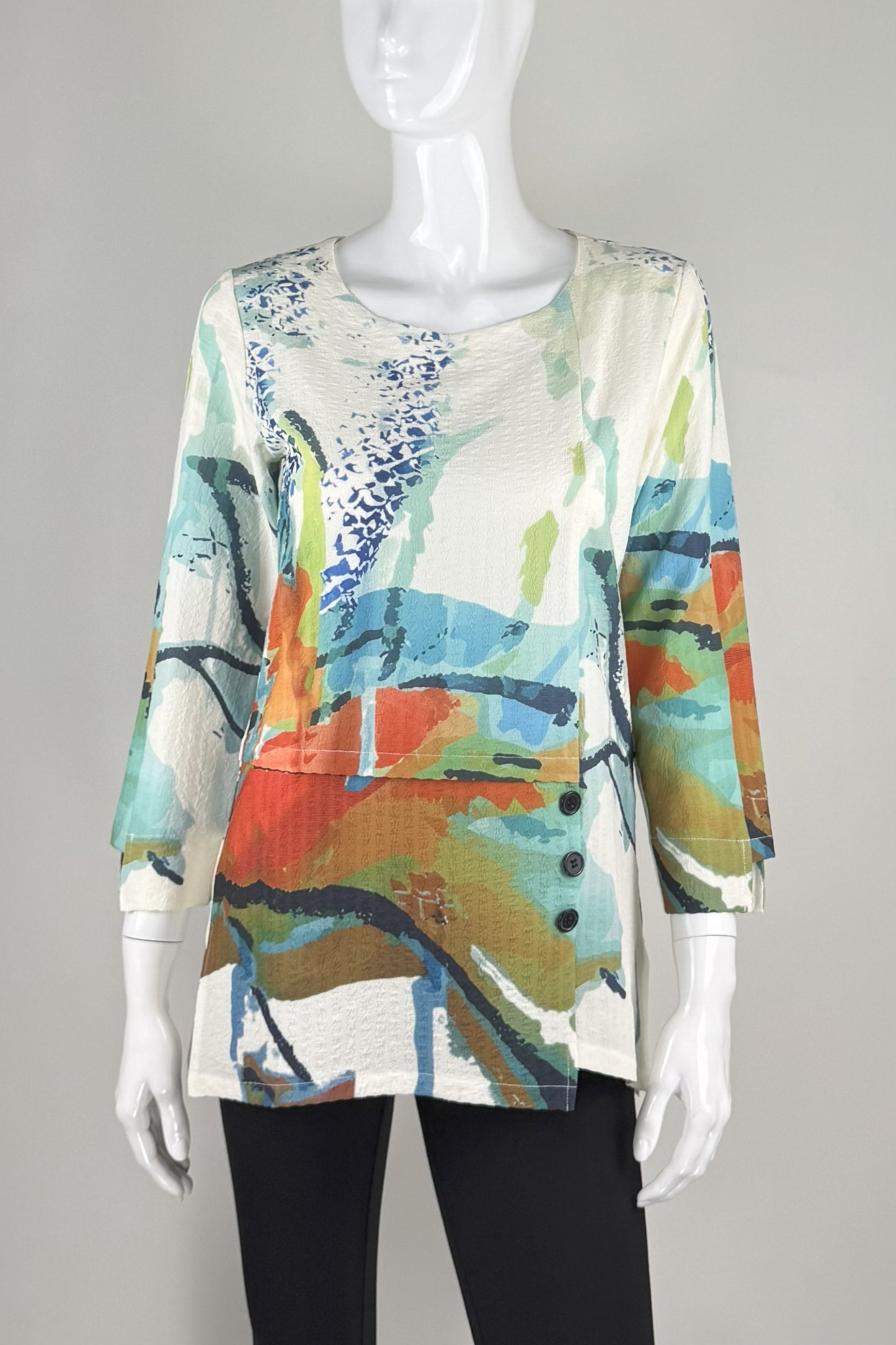Colorful Abstract 3/4 Sleeve Top