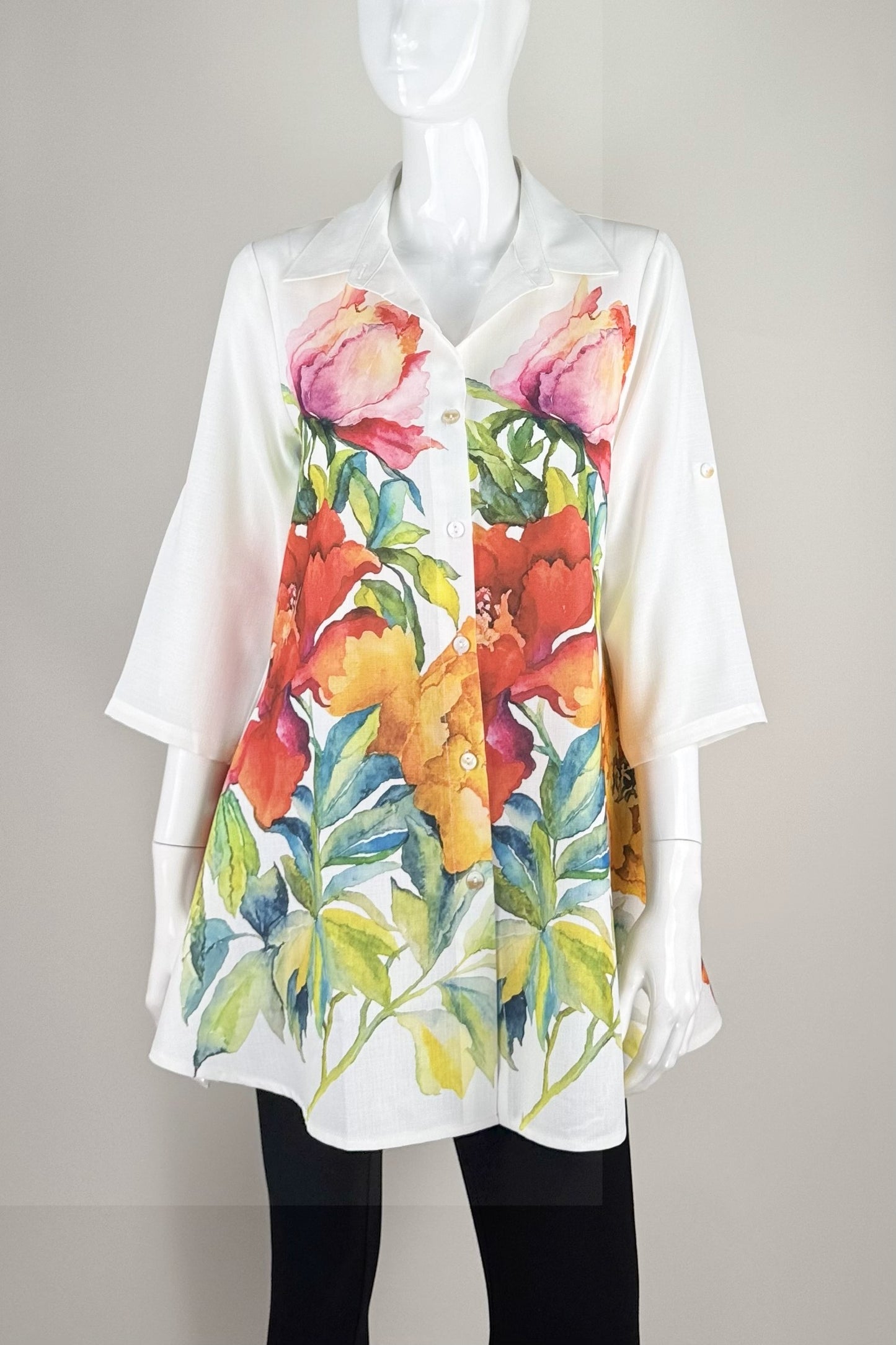 Romantic Watercolor Tunic Blouse
