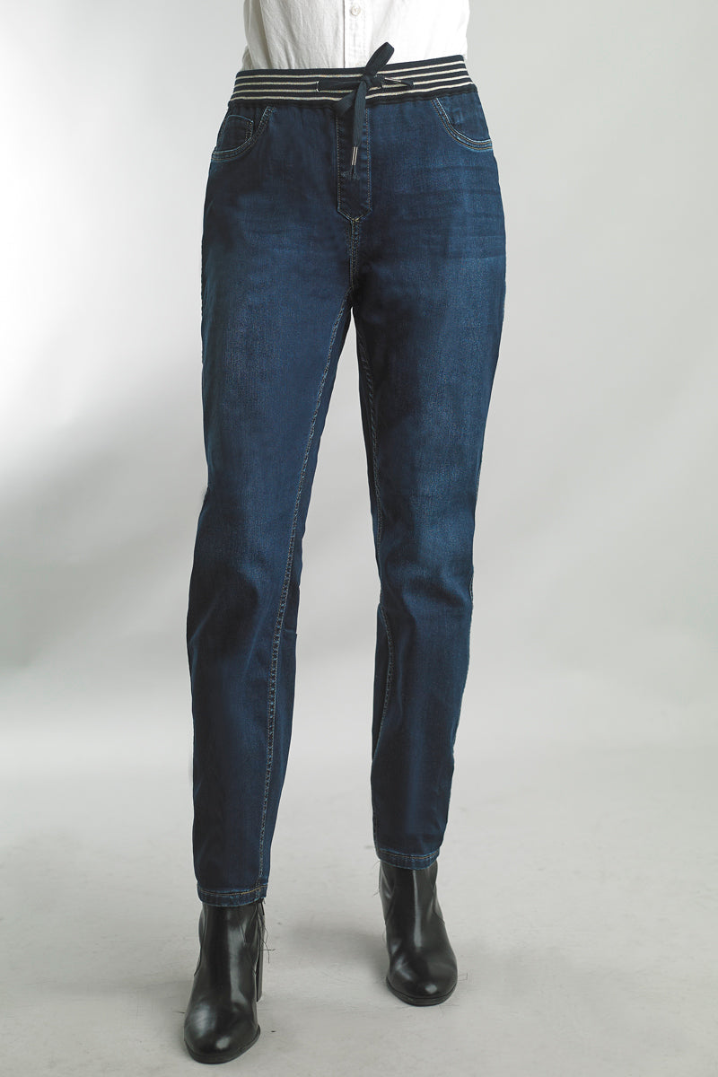 Reversible Elastic Waist Jeans in Print and Solid Denim