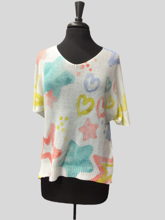 Short Sleeve Italian Loose-Knit Sweaters