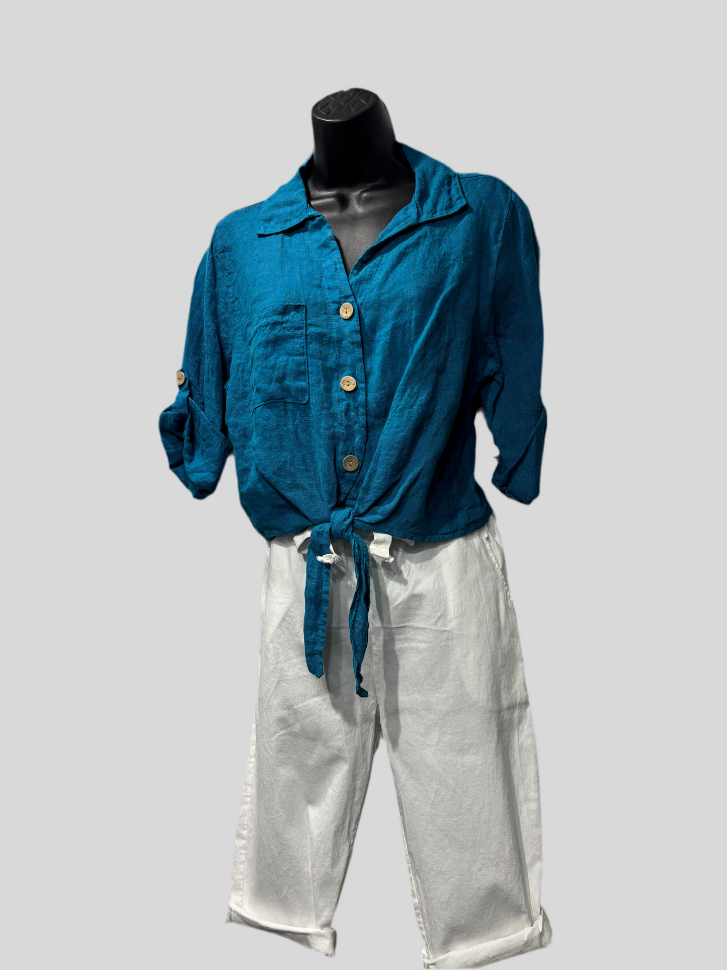 Italian Linen Waist Tie Shirt