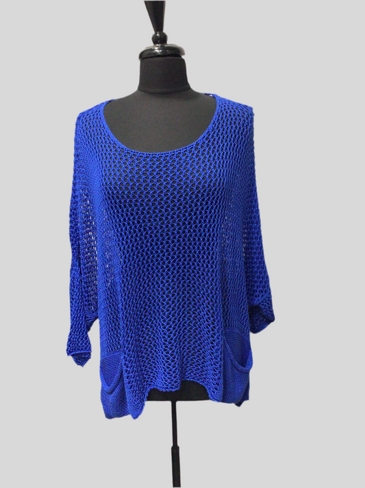 Italian Loose Knit Cotton Sweater with Pockets